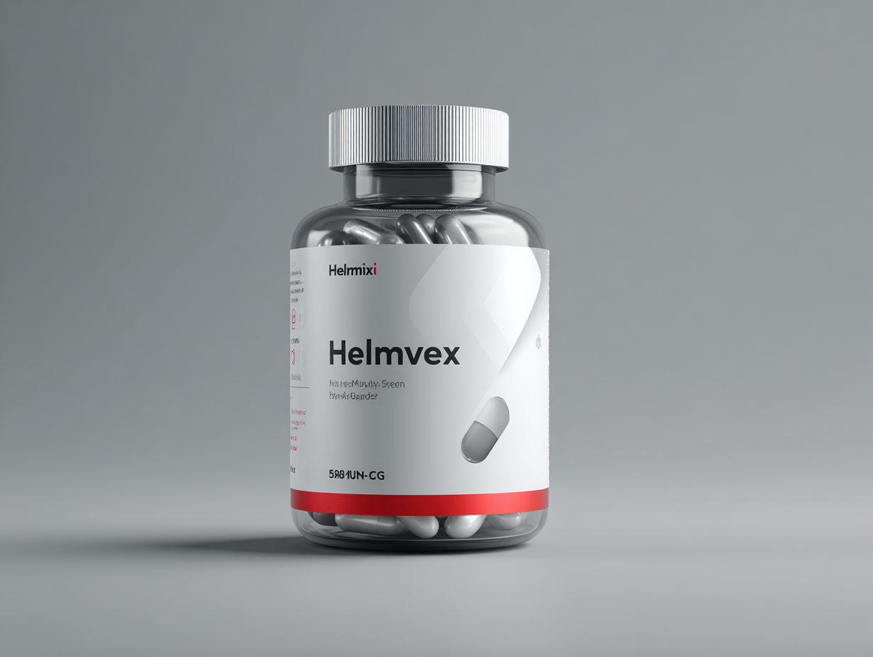 Helmvex természetes tisztító készítmény zöld csomagolásban, amely támogatja a szervezet átfogó egészségét és jólétét